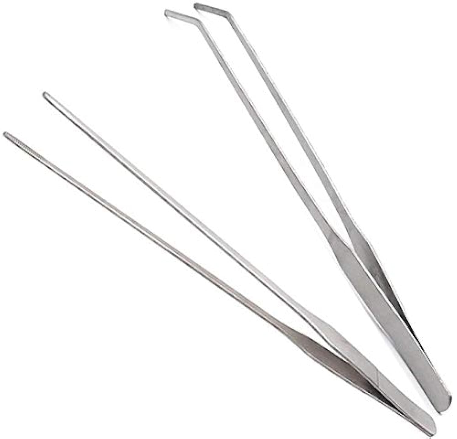 Dohuge 2-Piece Aquarium Tweezers Stainless Steel Straight and Curved Tweezers Set for Fish Tank Aquatic Plants, 27cm/10.6 inches Feeding Tongs for Hold Worms, Reptiles, Lizards, Bearded Dragon