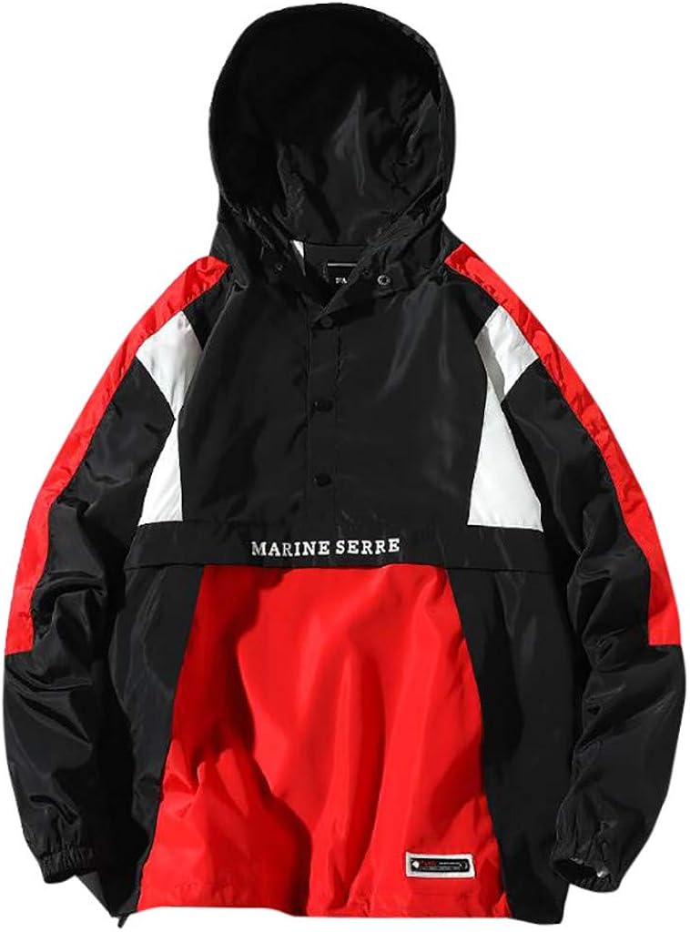 men's color block hooded ski coat