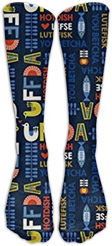 GOUK Scandinavian Uffda Navy Athletic Tube Stockings Women's Men's Classics Stockings Socks Sport Long Sock One Size