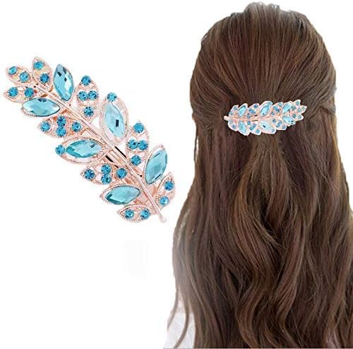 Amazon バレッタ 髪留め レディースヘアクリップ ヘアアクセサリー バレッタ シンプル キレキラへあくりっぷ葉发夹 人気 ブルー バレッタ クリップ 通販
