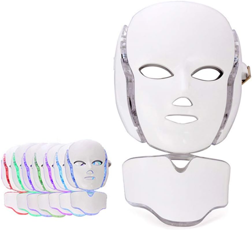 7 Color LED Face Mask - Therapy Facial Beauty Skin Care Mask for Wrinkles, Acne & Healthy Skin Rejuvenation - Collagen, Anti Aging Beauty Mask with IR Photon Light