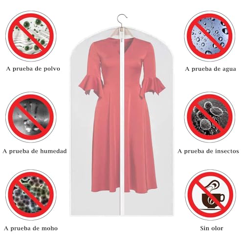 10 Pzs Protector de Ropa Colgante, Fundas Ropa Transparente con Cremallera Completa Antiestático, Anti-Polvo y Transpirable, Reutilizable Portátil Bolsa de Ropa para Trajes, Chaquetas, Faldas