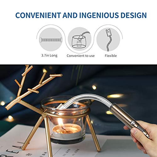 QINROOM Candle Lighters Long Electric Arc Lighter, Rechargeable