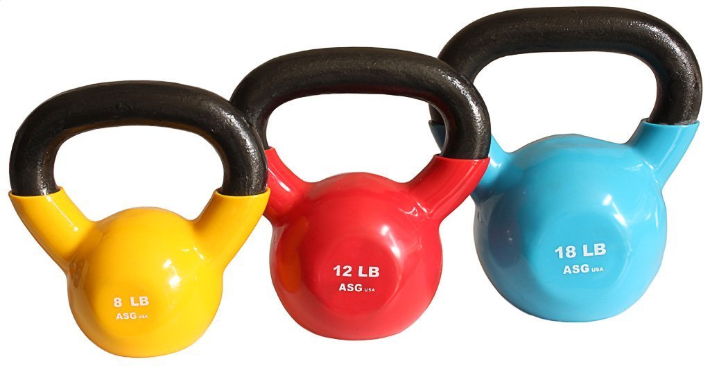 Ader Vinyl Kettlebell 8 Lbs Yellow Strength Training Equipment Sports