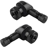 MTRPS 2PCS Motorcycle Tire Valve Stems, 90 Degree Aluminum Motorbike Wheel Valve Stem with Rubber Seals, 10mm to 11.3mm Tire Tubeless Valve Stems for Motorcycles Scooters Bicycles (Black)