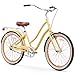 sixthreezero EVRYjourney Women’s Single Speed Step-Through Hybrid Cruiser Bicycle, 26″ Wheels and 17.5″ Frame, Cream with Brown Seat and Gripsthumb 1