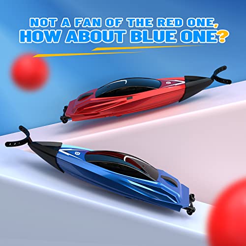 DEERC RC Boat with Inflatable Pool for Kids, 2.4GHz Racing Boats, Remote Control Boat for Pool and Lake, Competitive Games, Water Toys for Boys&Girls, Compatible with Bathtub