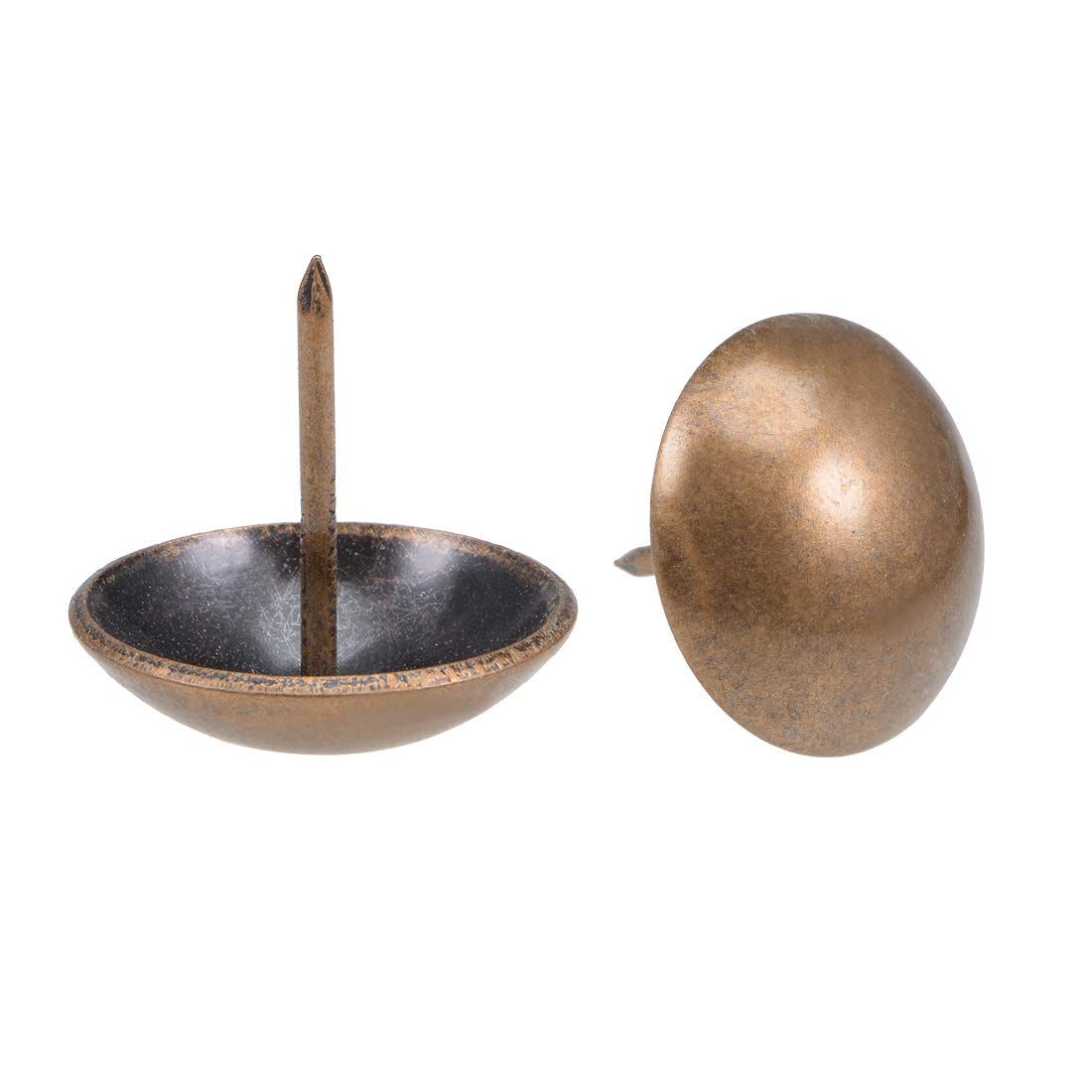 sourcing map Upholstery Nails Tack 25mm Head Dia Retro Round Thumb Push Pins Copper Tone for Furniture Sofa Headboards,50 Pcs