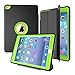 iPad Air 2 Case, 3 In1 PC + TPU + Leather Hybrid [Stand] Shockproof Protective Cover Case with Auto Wake/Sleep for Apple Ipad Air 2 with Screen Protect,Color (Green)