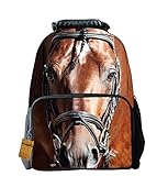 OrrinSports Felt Fabric School Backpack Bags 3D Animal Print Cute Hiking Laptop Daypacks Horse-16