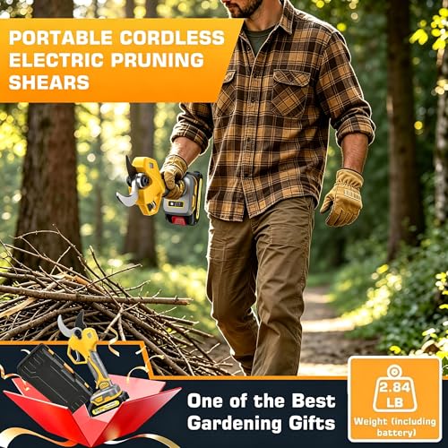 2-in-1 Cordless Electric Pruning Shears with 8FT Pole, Max Cutting Diameter 2 Inch, 21V 2 * 2Ah Battery Pruning Shears with LCD Display, 1000W Brushless Pole Pruner Garden for Tree, Branch Trimming
