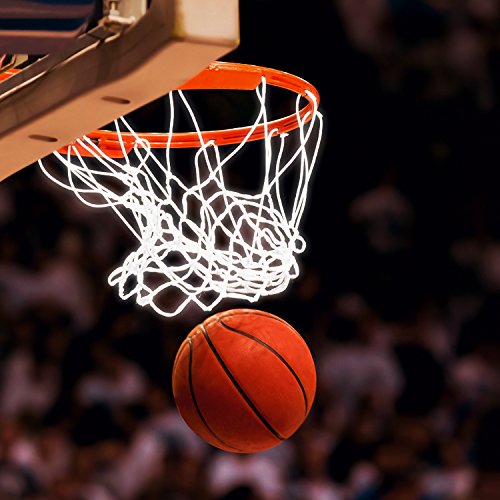Bomach 2 Pack Basketball Net Glow In The Dark Basketball Hoop Net Professional Heavy Duty Indoor or Outdoor Basketball Sports Luminous Rim Net Replacement Fits All-Weather(White and Green)