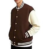 MAVQX Men's Fashion Varsity Jacket Casual Cotton Blend Letterman Baseball Bomber Jacket