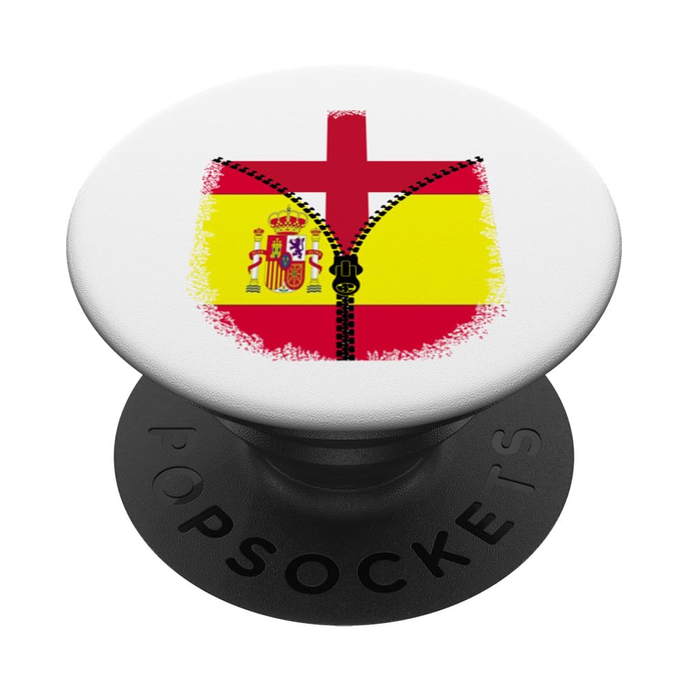 England Spain Flag English Spanish Zipper PopSockets Swappable PopGrip
