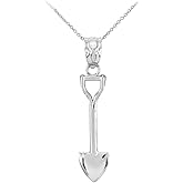 Claddagh Gold High Polish 925 Sterling Silver Shovel Pendant Necklace