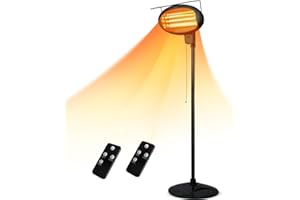 DANLUKE Patio Heater, Outdoor Heater with 3 Ajustable Heating Modes of 500/1000/1500W, 2s Rapid Heating, Waterproof IP34 Outdoor Patio Heater with Tip-Over Protection, Balcony, Backyard, Garage use
