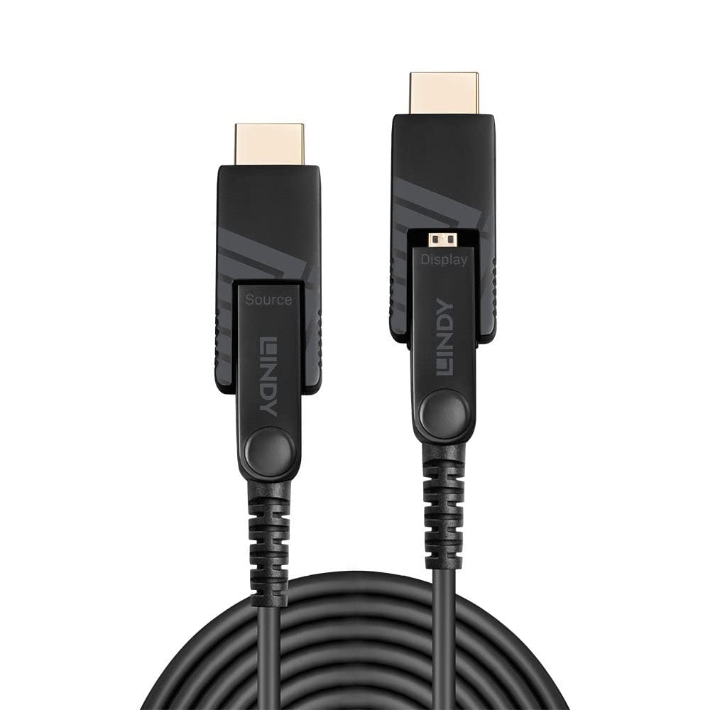Lindy 20m Fibre Optic Hybrid Micro-HDMI 2.0 18G Cable with Detachable HDMI & DVI Connectors