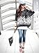 Lowpricenice Lady Batwing Sleeve Chiffon Shirt Bohemian Floral Oversized Blouse (L, Black)
