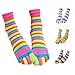 Zeroest Women's Soft Cotton Toe Socks - Colorful Rainbow Five Finger Socks for Girls - 4 Pairs