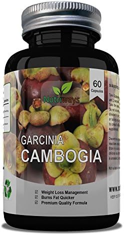 Garcinia Cambogia 500mg formula by Nutriways® High Strength Extract for Weight Loss, Pure Extract WITHOUT the Side Effects of the Synthetic Complex, The Perfect Appetite Suppressant, 60 Capsules