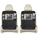 HIPPIH Seat Back Protector, 2 Pack Waterproof Kick Mats, Back Seat Protector with Tablet Holder