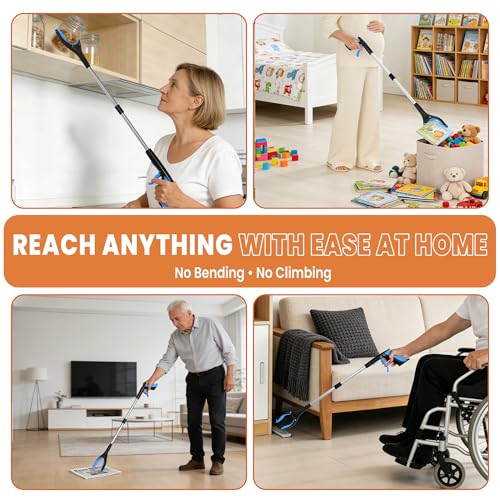 bemece 2-pack Grabber Reacher Tool, 32.68’’ (83cm) Garbage Picker Grabber, Foldable Magnetic Reacher Grabber for Seniors Adults - Blue & Orange