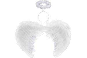 Angel Wings Feather Wings and Halo Headband for Cosplay Party Costume Halloween Dress Up Props Christmas Decoration