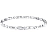 MINDDHA 14K Gold/White Gold Plated Cubic Zirconia Tennis Bracelet | Silver, Gold Bracelet for Women | Rectangle, Square, Round Shape CZ Stone | Width 2.5-4mm | Size 6-8 Inch