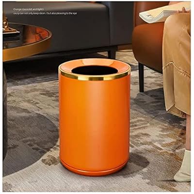 Basura bote de basura Cubo de la basura naranja metal con curvada