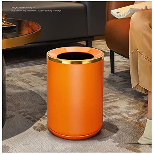 Basura bote de basura Cubo de la basura naranja metal con curvada