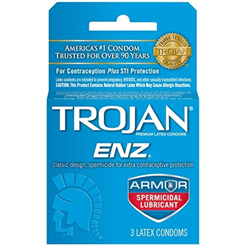 Trojan-ENZ Premium Latex Condoms Spermicidal 3 ct Pack of 12