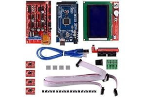 AOKIN 3D Printer Controller Kit RepRap, RAMPS 1.4 + 2560 Board + 5pcs A4988 Stepper Motor Driver with Heatsink + LCD 12864 Graphic Smart Display 3D Printer Controller Kit