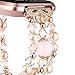 IMYMAX for Fitbit Versa Band Adjustable Crystal Pearl Bracelet Replacement Women Girls Wristband for Fitbit Versa Smart Watch Updated Style (Rose Pink)