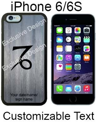 Horoscope Capricorn Wood Custom Personalized Case/Cover/skin for iPhone 6 / 6S - Black - Rubber Case (Ships from CA)