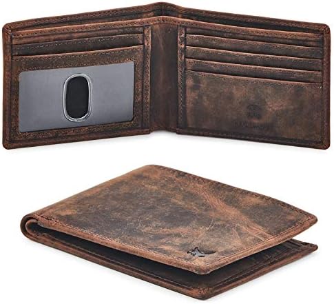 Amazon.com: Wallet for Men Bifold Real Leather RFID Blocking Front