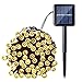 Qedertek Solar String Light, 33ft 100 LED 8 Modes Light Sensor Control Waterproof Decorative Ambiance Light For Patio, Lawn, Garden, Fence, Balcony, Party, Holiday, Christmas Decorations(Warm white)