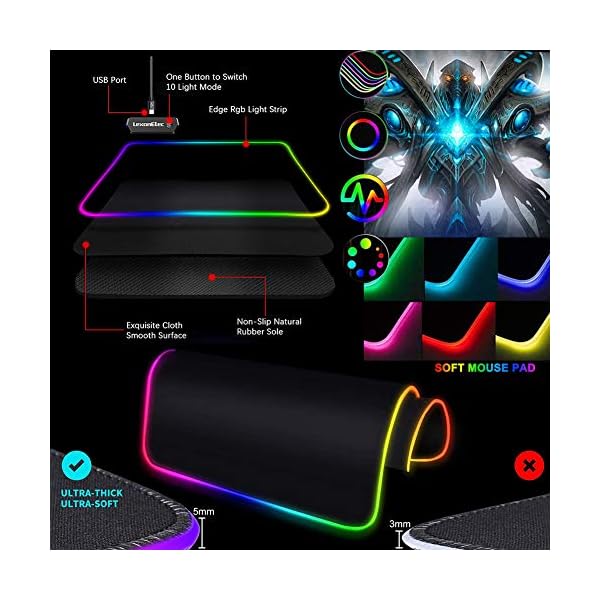 Wired-USB-Gaming-Keyboard-Mouse-Combo-Set-104-Keys-LED-Rainbow-Backlit-12-Multimedia-Keys-Gaming-Keyboard-2400DPI-6-Buttons-Optical-Mouse10-Lighting-Modes-RGB-Mice-Pad-Compatible-with-PC-Laptop-Mac Wired Gaming Keyboard and Mouse Combo, 104 Key LED Rainbow Backlight USB FN Multifunction Key Membrane Keyboard + 2400…