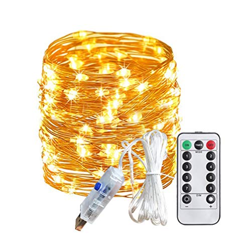 Cos2be USB Charger String Lights- Christmas Patio Indoor Decor- Decorative Led String Lights -with Remote 33ft /100 Meters Flexible Copper Wire LED Lights-Decorative Copper Wire Lights