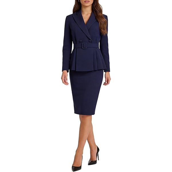 Amazon.com: Allegra K Business Dress Suit Sets for Women's 2 Piece Outfit  Work Office Notched Lapel Jacket Blazer Solid V Neck Dress X-Small Dark Blue  : Clothing, Shoes & Jewelry