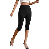 MakeMeChic Women's Capri Pants Casual Business Dressy Pull On Stretch High Waisted Work Yoga Leggings