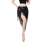Women's Latin Dance Skirt Training Suit Sexy Sequined Tassel Skirt Professional Belly Dance Hip Scarf