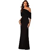 Mermaid Mother of The Bride Dress for Women 2025 Satin Formal Mother of The Groom Dress with One Shoulder 04 Black