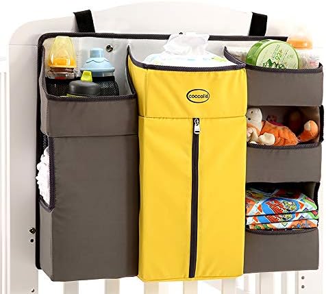 Dhgrin ベビーベッドサイド収納袋 ベビーベッド 収納 吊り袋 ウォールポケット 多機能 大容量 あかちゃん おむつ おもちゃ 雑貨整理 小物収納袋 水洗い可能 ベビー用品 子供部屋収納 ベビーカー用 自転車用 車の後座席用にも 子育て 出産祝い プレゼント ギフト