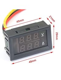 DROK? Monitor de voltios amperes digital V A, medidor de panel de CC 4.5 30V 0 50A comprobador de corriente y tensión, voltímetro, amperímetro, multímetro, indicador de amperes con derivador de corriente, pantalla de tres dígitos, 0,28 pulgadas LED dual,