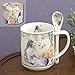 Bits and Pieces - 10 OZ Cat Mug with Teaspoon - Coffee and Tea Mug Comes in Beautiful Gift Box