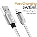 Micro USB Cable,TOPK 3.3 ft Light Up Nylon Braided Magnetic High Speed Charging USB Cable for Android devices,Samsung,Nexus,LG,Sony,HTC,Huawei,Motorola and More(Silver)