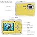 Waterproof Camera for Kids,Lelekey 12MP HD Digital Camera,2 inch LCD 9.9 FT Underwater Camera,Mini Kids Camera Including Float Strap and 16Gb Memory Card Yellow