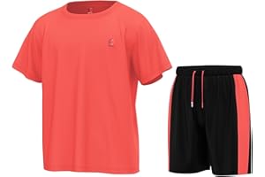 Essenclo Boys Athletic Shorts and Performance T-Shirt Crew Neck Boy Clothes Set, Summer Kids Outfit Size 3-16 (2 Pcs Set)