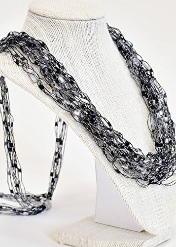 Gift Idea CROCHET NECKLACE SCARF- Charming, Quality, Handcrafted, Adjustable- Metallic Thread Adds Sparkle- Elegance
