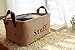 Tosnail 2 Pack Collapsible Jute Storage Bin Nursery Baskets with Leather Handle - Great for Bedroom, Closet, Toys and Cat (Stuff Print)